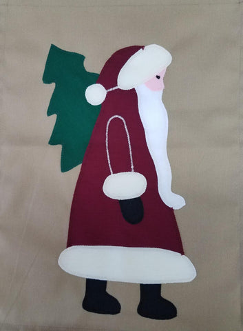 Side Santa Flag on Khaki - 12 x 18 in