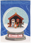 Snowglobe Nativity Appliqued Flag - double-sided - 13 x 18 in