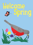 Welcome Spring Flag on Lt Blue - 3 x 4.5 ft