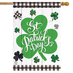 Checkered St Pat's Shamrocks House Flag - 28 x 40 in