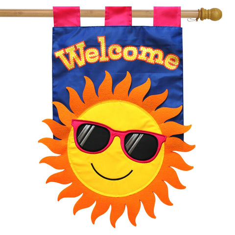 Summer Sun Welcome Appliqued Flag - 28 x 40 in