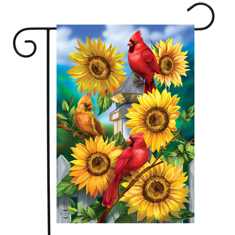Cardinals and Sunflowers Wreath Flag - 12.5 x 18 in