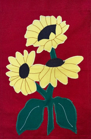 Sunflowers Flag on Rust - 12 x 18 in