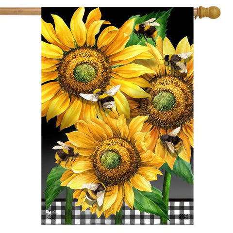 Buzzing Sunflowers Flag - 28 x 40 in