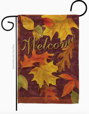 Fall Leaves Welcome Flag - double-sided - 13 x 18.5 in