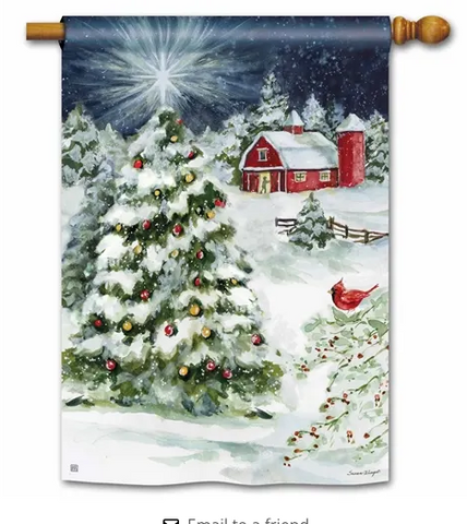 Red Barn Christmas BreezeArt® Flag - 28 x 40 in