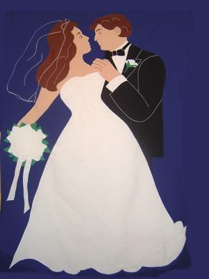 Bride & Groom Flag on Navy- 3 x 4.5 ft