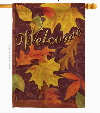 Fall Leaves Wedding Flag - double-sided - 28 x 40 in