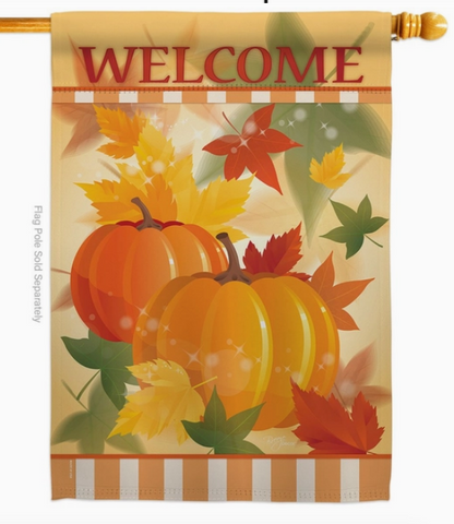 Welcome Pumpkins Flag - double-sided - 28 x 40 in