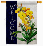 Yellow Flowers Welcome Flag - double-sided - 28 x 40 in