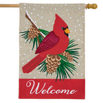 Cardinal Burlap Appl'd House Flag - 28 x 40 in - double-sided