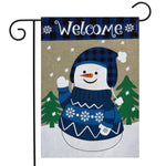 Happy Snowman Burlap Appl'd Garden Flag - 12.5 x 18 in - double-sided