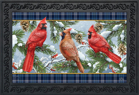 Wintertime Cardinals Mat - 18 x 30 in