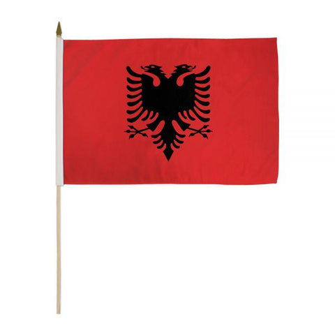 Albania Stick Flag - 12 x 18 in