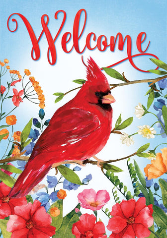 Cardinal Wildflowers Flag - 28 x 40 in D/S