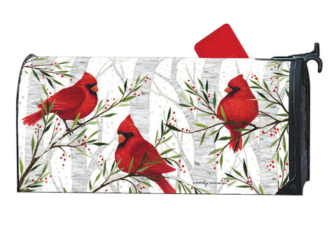Cardinals in Birch MailWraps® Mailbox Cover