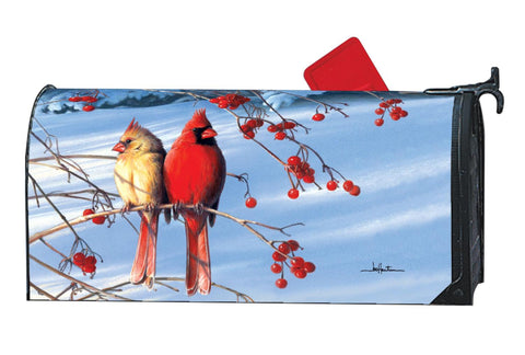 Cardinals in Snow MailWraps® Mailbox Cover