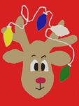 Reindeer with Lights on Red - 12 x 18 in