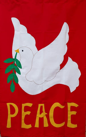 Peace Dove Flag on Red - 3 x 4.5 ft