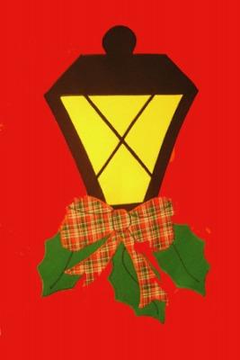 Christmas Lantern Flag on Red - 12 x 18 in