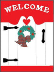 Christmas Welcome Gate Flag on Red - 3 x 4.5 ft