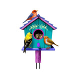 Colorful Birdhouses-Metal Lawn Art on rods