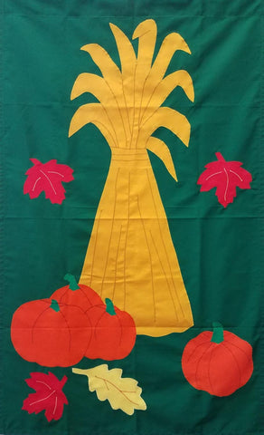 Cornstalk & Pumpkins Flag on Hunter - 3 x 4.5 ft