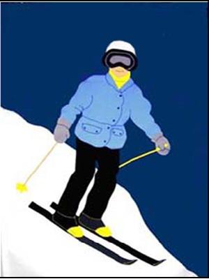 Downhill Skier Flag on Navy & White - 3 x 4.5 ft