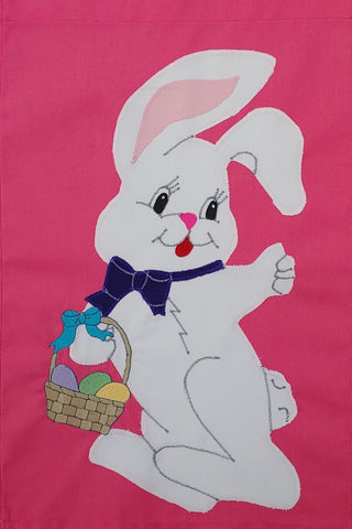 Hopping Easter Bunny Flag on Hot Pink - 12 x 18 in