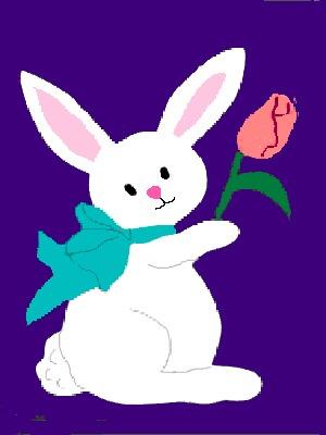 Easter Bunny w/Tulip Flag on Purple - 12 x 18 in