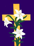 Cross with Lilies Flag on Purple - 3 x 4.5 ft