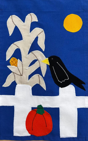 Crow on Fence Flag - 12 x 18 in