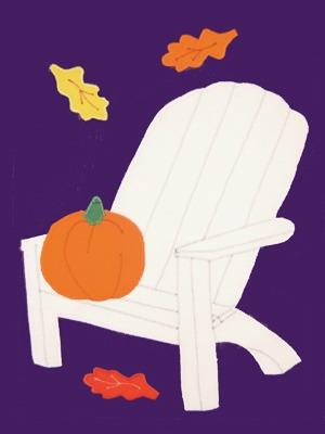 Fall Adironack Chair on Purple - 12 x 18 in