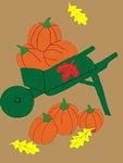 Fall Wheelbarrow& Pumpkins Flag on Khaki - 3 x 4.5 ft
