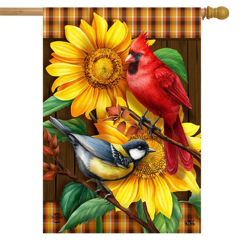 Fall Birds & Sunflowers Flag - 28 x 40 in