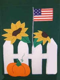 Fall Patriotic Fence Flag on Hunter - 3 x 4.5 ft