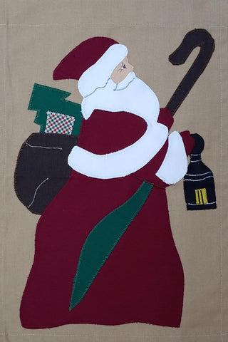 Father Christmas Flag on Khaki - 12 x 18 in