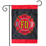 Fire Dept Flag Appliqued/Embroidered Flag - 12.5 x 18 in