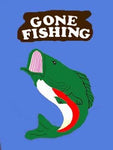 Gone Fishing Flag on Royal- 3 x 4.5 ft