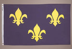 Fleur-de-lis Flag - 3 Gold on White - Nylon with Grommets - 3 x 5 ft