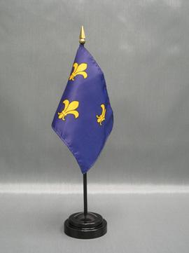 Fleur-de-lis Stick Flag 3 gold on blue - 4 x 6 in (bases sold separately)