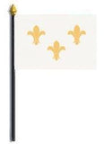 Fleur-de-lis Stick Flag 3 gold on white - 4 x 6 in (bases sold separately)