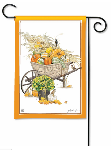 Harvest Wheelbarrow BreezeArt® Flag - 12.5 x 18 in