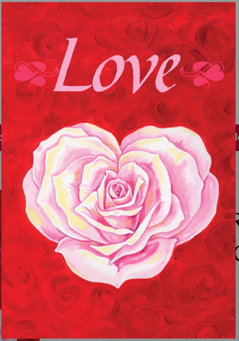 Heart Rose Flag - 12.5 x 18 in Double-sided