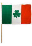 Ireland Stick Flag with shamrock - 12 x 18 in