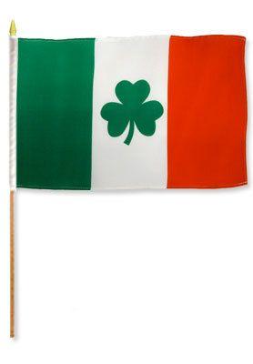 Ireland Stick Flag with shamrock - 12 x 18 in