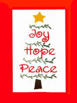 Joy Hope Peace Flag Framed on White/Red- 12 x 18 in