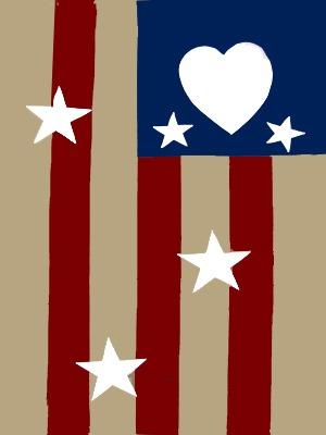 Americana Flag on Khaki - 12 x 18 in
