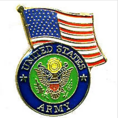 Lapel Pin - Army Seal(round)/US Flag