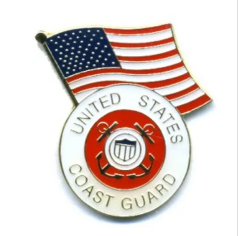 Lapel Pin -Coast Guard Seal(round)/US Flag